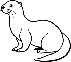 Fototapeta premium Vector Illustration of Sea Otter Silhouette. Vector of Asian Otter, Aonyx cinerea or Oriental Small-clawed Otter on whiet background.