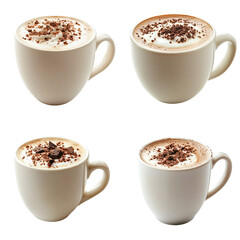 Obraz premium Four White Mugs Filled With Creamy Hot Chocolate