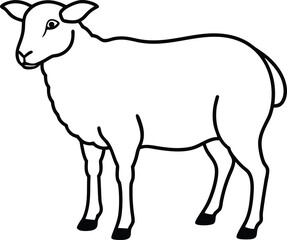Simple and cute sheep illustration set. Sheep outline or line art silhouette vector illustration with smooth lines white background.