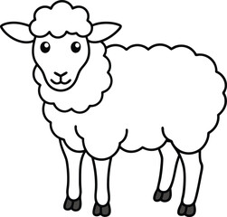 Simple and cute sheep illustration set. Sheep outline or line art silhouette vector illustration with smooth lines white background.