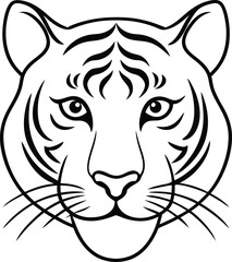 Tiger heads black and white vector. Silhouette shapes of tigers illustration.