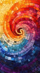 Vibrant Rainbow Mosaic Spiral Colorful Tile Art Design