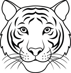 Tiger heads black and white vector. line art shapes of tigers illustration.