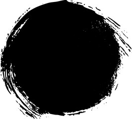 Abstract black grunge circle brush stroke on white background.