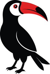 toucan tropical bird with a massive bill and typically brightly colored plumage cartoon animal design flat vector illustration isolated on white 