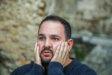 Worried And Desperate Man Hoping For Salvation