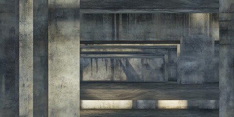 Seamless repeat pattern of textured concrete walls with subtle lighting effects