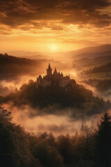 Fototapeta premium sunset over archaeological site