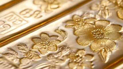 Intricate Gold Bullion Bar with Fine Engravings