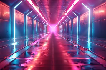 abstract neon background. Ultraviolet spectrum. Red blue glowing light, laser rays, crossing lines, reflections