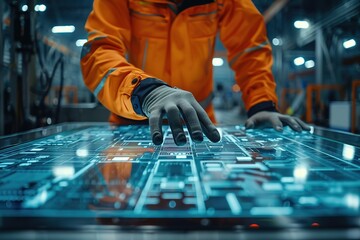 image of engineer worker using digital table,