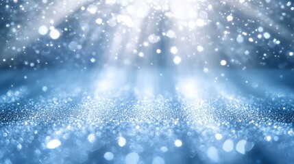 Sparkling winter scene with light rays and bokeh.