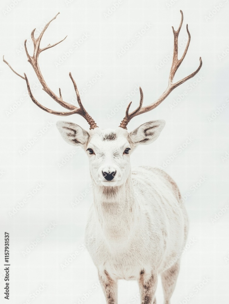 Fototapete elegant deer with branching antlers against a minimalistic background for creative mock up use. gene