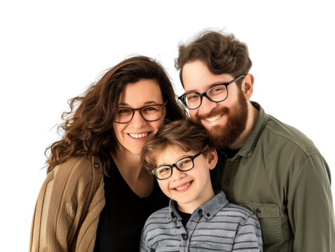 Family father mother son daughter kid studio photo white background