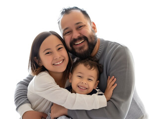 Fototapeta premium Family father mother son daughter kid studio photo white background