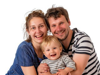 Family father mother son daughter kid studio photo white background