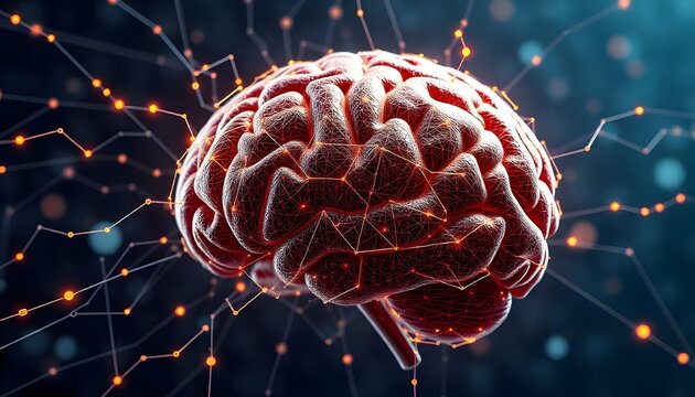 An image of a human brain with a neural network circuit overlay, symbolizing intelligent thinking and the processing of big data and artificial intelligence - Powered by Adobe