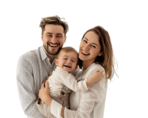 Family father mother son daughter kid studio photo white background