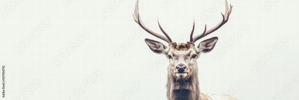Poster elegant deer with branching antlers showcasing natural beauty against a simple backdrop. generative 