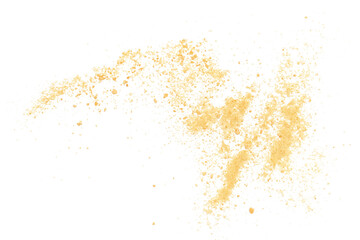 Pile biscuit crumbs flying, isolated on white, clipping path