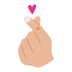 Hand making heart gesture with finger. Ideal for social media posts, Valentine Day designs, love-themed messages