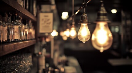 Vintage Lighting in a Cozy Bar Setting