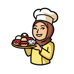 African American Female Chef Vector - Stylish Culinary Character Design