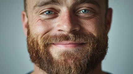 Obraz premium Smiling Man with Beard in Close-Up Shot