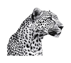 Wild Leopard in Nature Isolated on White Background