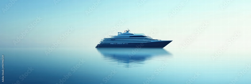 Aufkleber luxury cruise ship gliding smoothly on a serene sea during sunset with ample copy space for custom t
