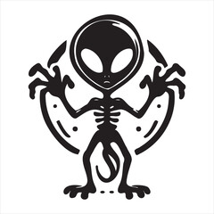 A playful alien icon with a modern and minimalistic design, featuring a unique extraterrestrial face. Perfect for sci-fi themes, gaming, technology projects, and creative branding.