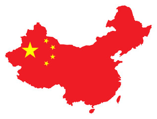 China Map with China Flag Asian Country