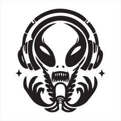 A playful alien icon with a modern and minimalistic design, featuring a unique extraterrestrial face. Perfect for sci-fi themes, gaming, technology projects, and creative branding.