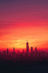 city at sunset