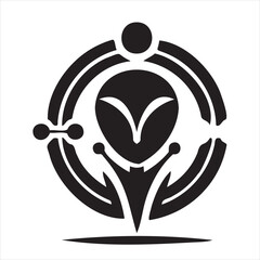 A playful alien icon with a modern and minimalistic design, featuring a unique extraterrestrial face. Perfect for sci-fi themes, gaming, technology projects, and creative branding.