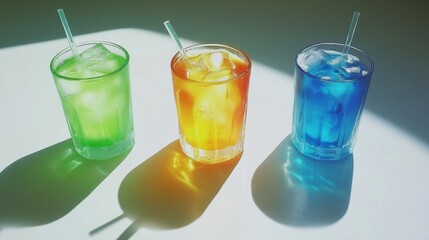 Colorful Juices in Artistic Presentation with Ambient Lighting
