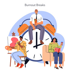 Burnout Breaks. Flat Vector Illustration