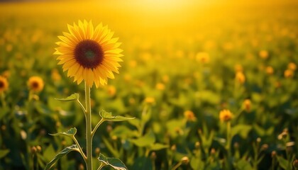 Obraz premium Golden Hour Sunflower Field Nature Summer Agriculture