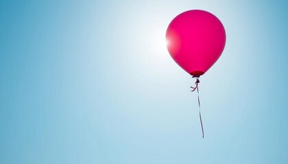 Obraz premium Pink Balloon Floating in Sunny Blue Sky Happiness Freedom Celebration