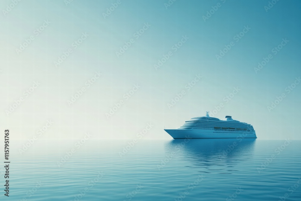 Poster luxury cruise ship sailing on calm waters with ample space for text and design elements. generative 