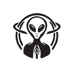 A playful alien icon with a modern and minimalistic design, featuring a unique extraterrestrial face. Perfect for sci-fi themes, gaming, technology projects, and creative branding.