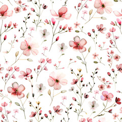 Seamless Pattern Design with Pink Floral Branches and Leaves on a Background – Perfect for Home Textiles, Fabric Design, Wall Decor, Scrapbooking, Digital Paper, Notebooks, and More