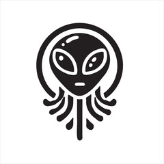 A playful alien icon with a modern and minimalistic design, featuring a unique extraterrestrial face. Perfect for sci-fi themes, gaming, technology projects, and creative branding.