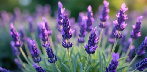 Fototapeta premium Lavender shrub with delicate, lacy leaves and stems, natural, botanical