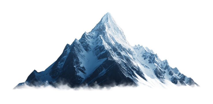 Mountain Peak Isolated on White Background - Majestic Summit