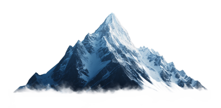 Mountain Peak Isolated on White Background - Majestic Summit