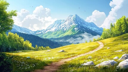 A Winding Path Through a Mountain Meadow