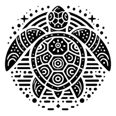 Black and white vector turtle logo on a white background.