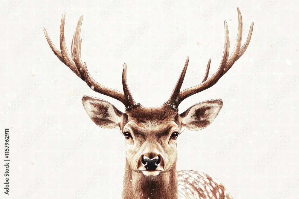 Aufkleber elegant illustrated deer with prominent antlers suitable for artistic mock up or design applications