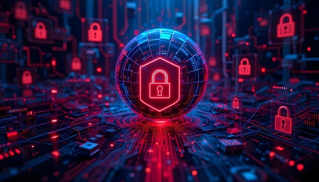 Digital technology and data fractal pattern with abstract circuit elements and mathematical design in cyberspace